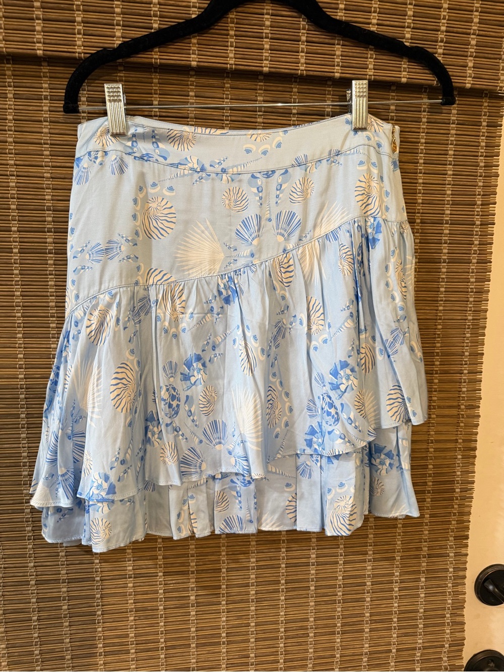 NWT Emily McCarthy Sea Party Tiered skirt Light Blue Floral Tiered Ruffle Skirt